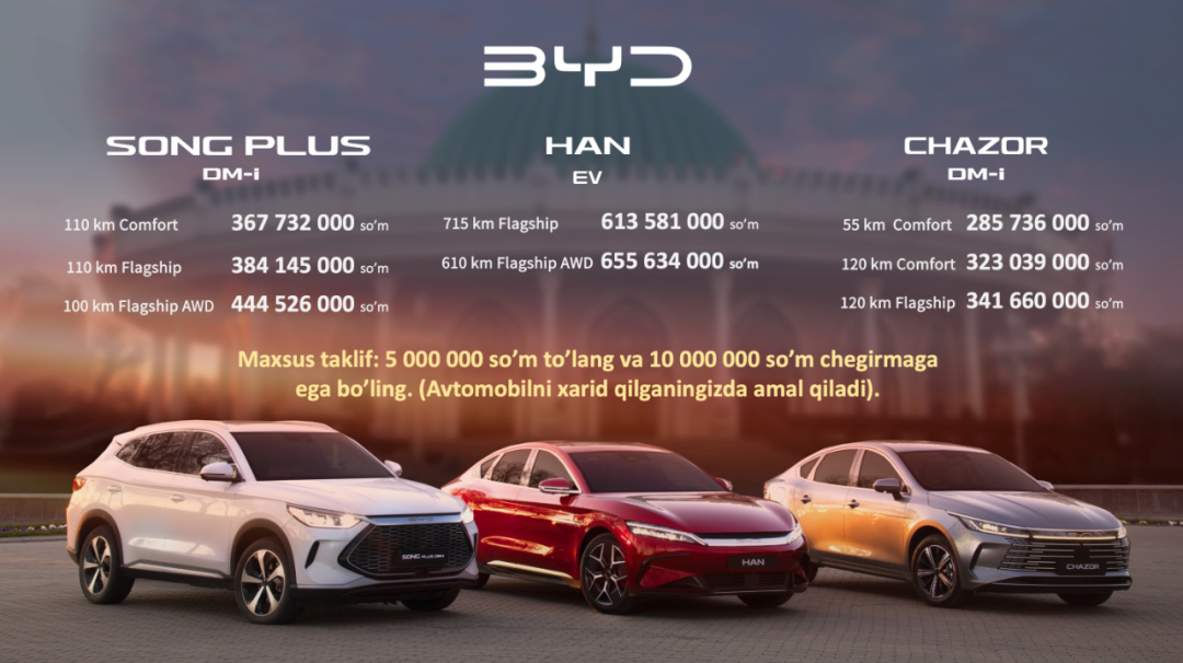 BYD New Energy Passenger Cars Premiere in Uzbekistan